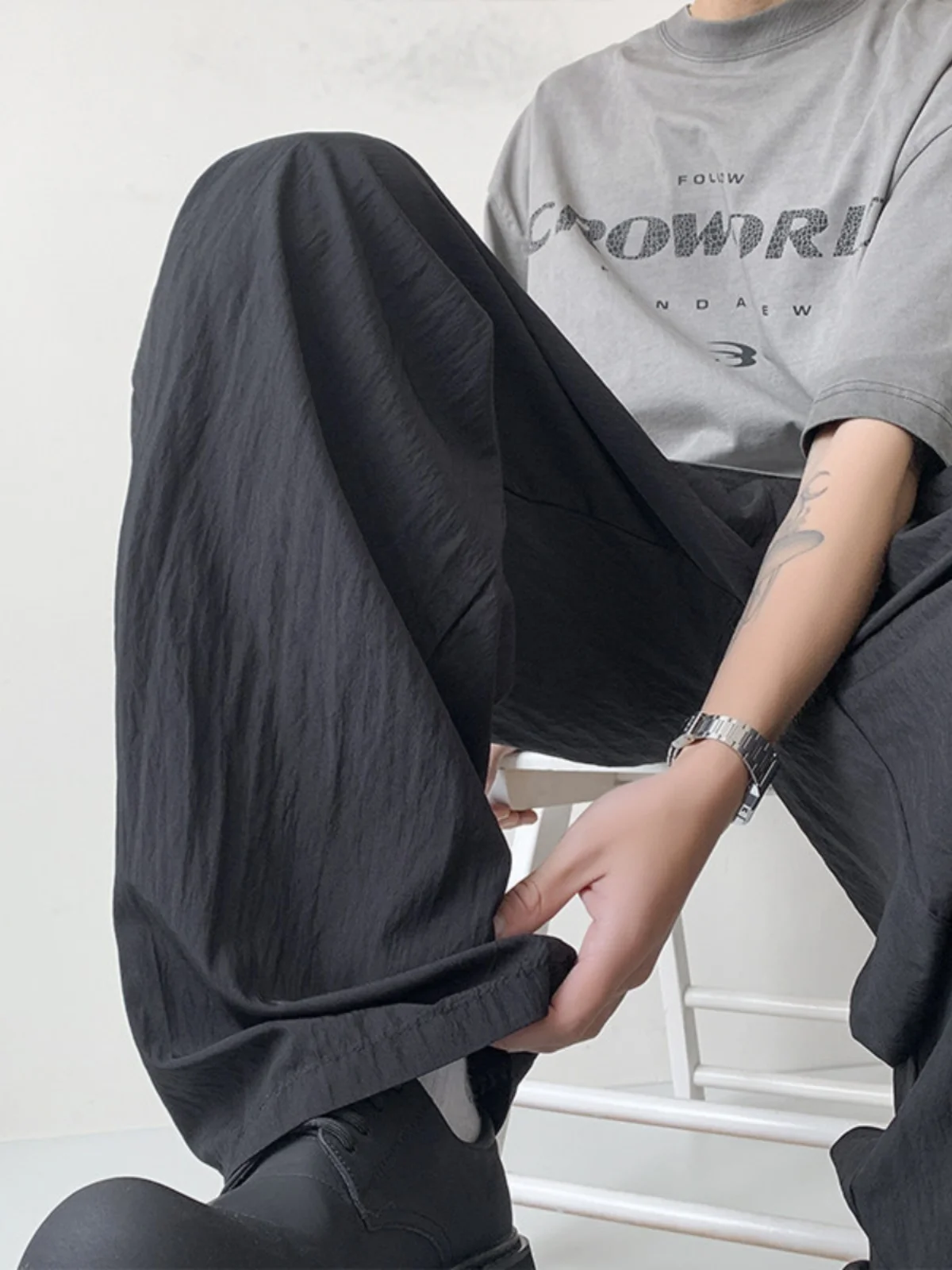 

Легкие льняные мужские летние повседневные брюки свободного кроя с широкими штанинами, прямые, удобные, дышащие, длинные