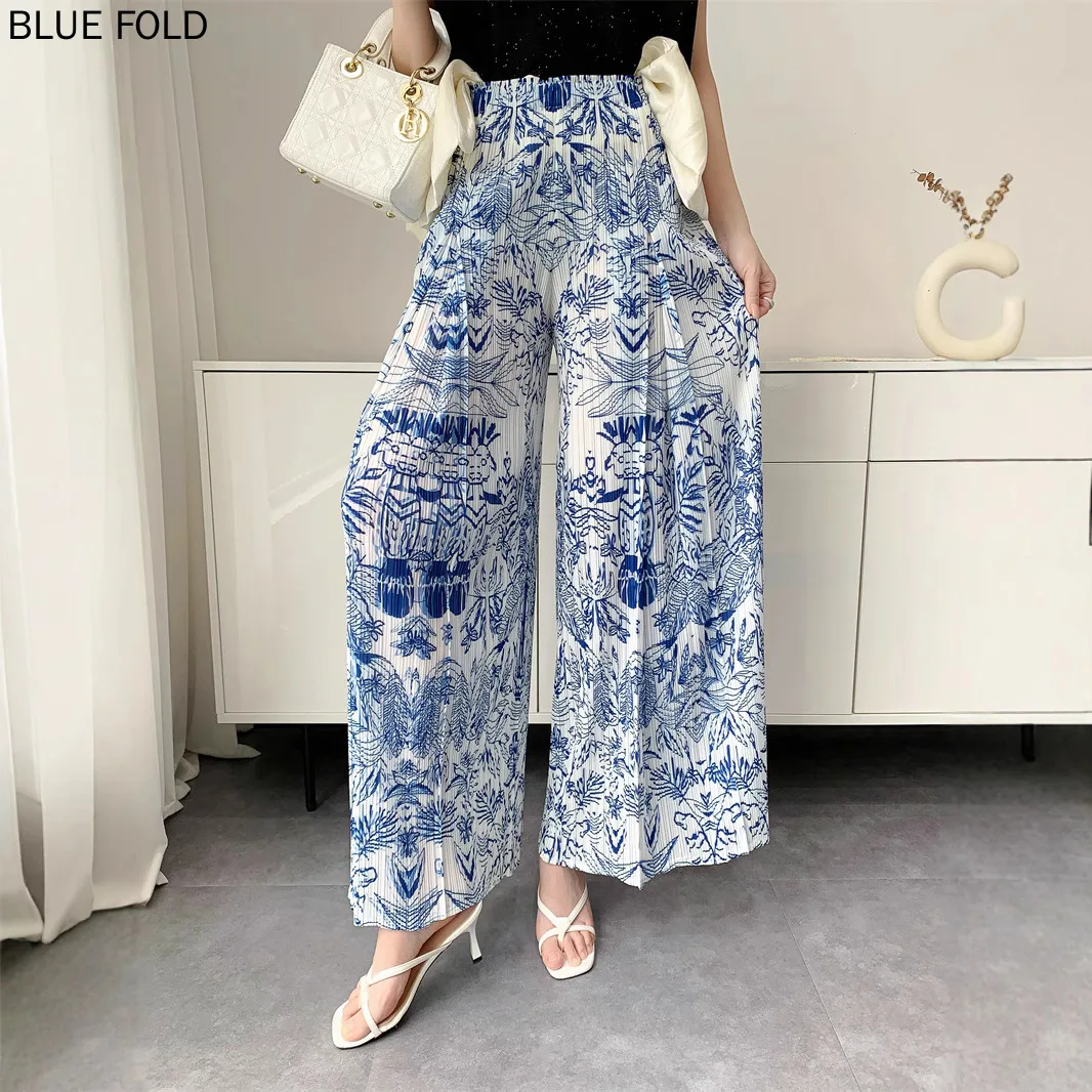 

Miyake High-end Spring and Summer New Bohemian Wide-leg Pants Fashion Versatile Slim-fitting Pleated Straight-leg Trousers