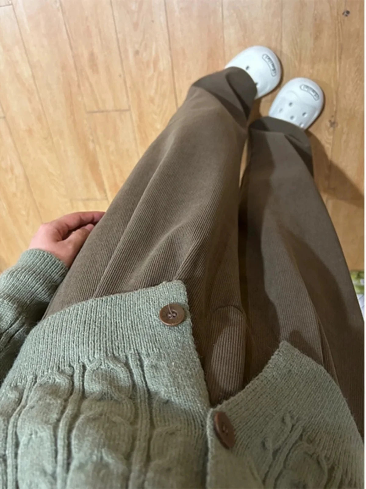 Corduroy Wide Leg Pants Men's Autumn Winter Faion Straight Cut Warmth Hanging Sense Pants Youthful Casual Faion