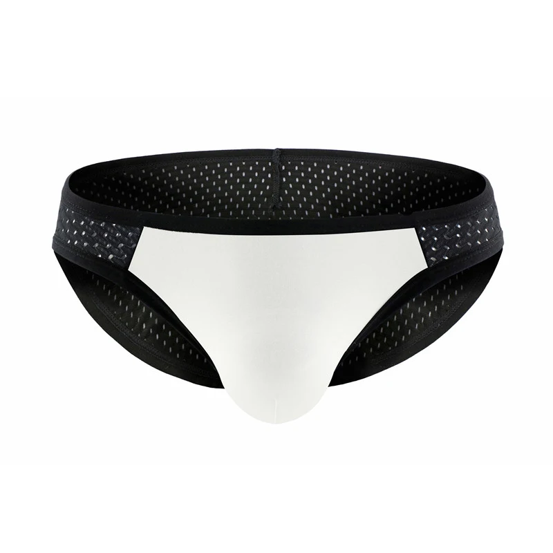 

Mens Briefs Breathable Holes Mesh Underwear Male Low-waist Tight Sexy Underpants Briefs for Man