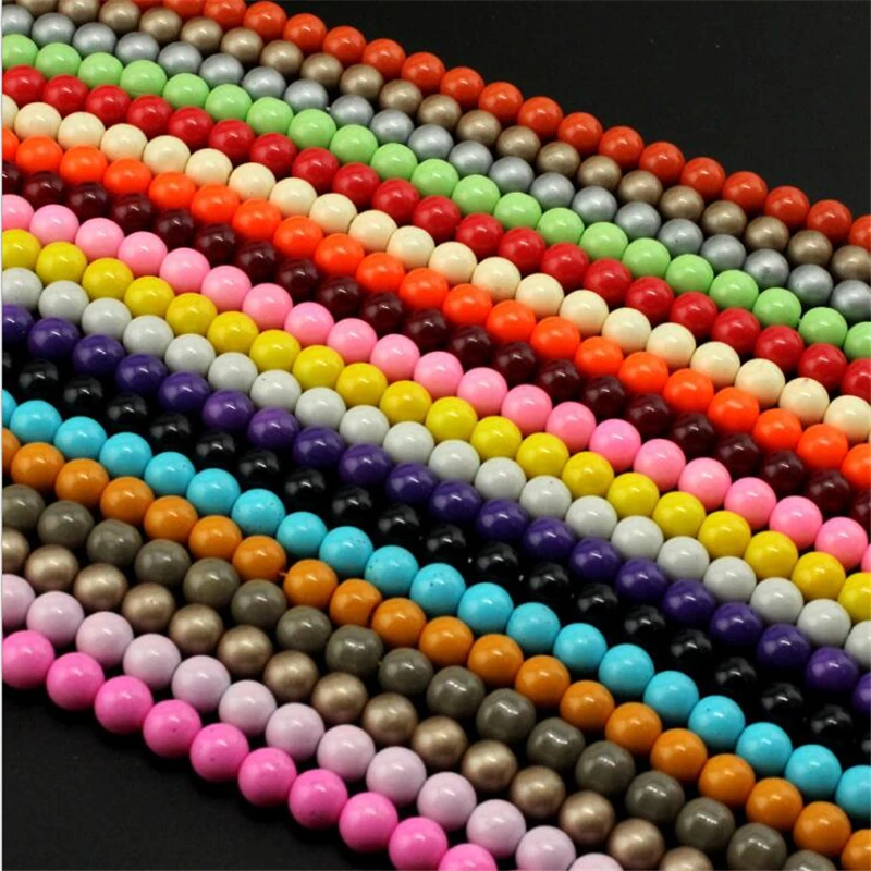 Wholesale 3-14mm Candy Color Loose Beads Round Bake Paint Glass Ball Jewelry For Diy Necdklace/Bracelet Spacers Accessories 15\