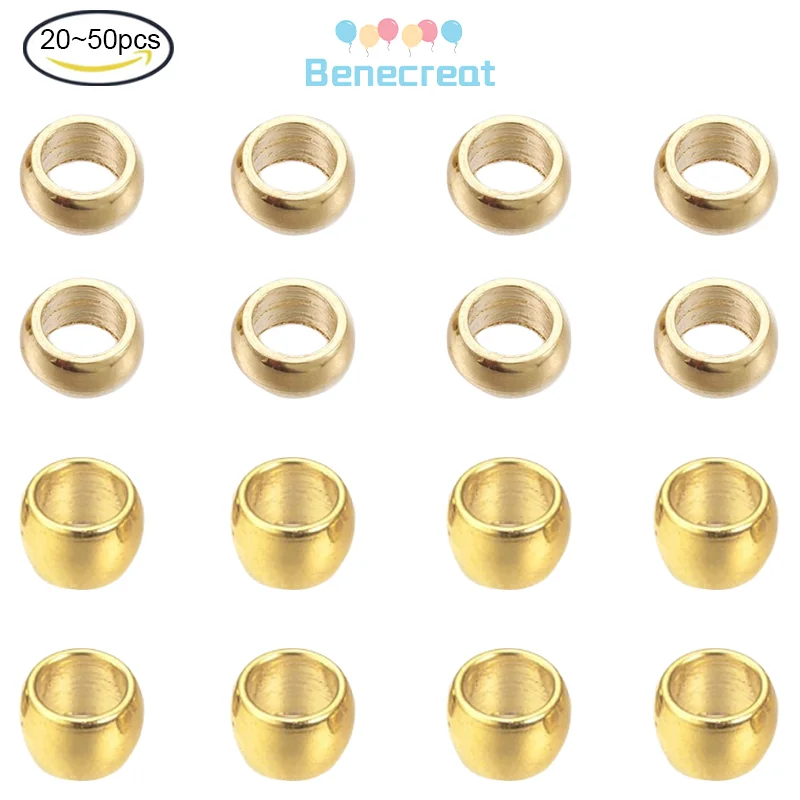 20-50PC Stainless Steel Golden Crimp Beads Clamp Caps End Stopper Beads Tiny Round Spacer Beads for Jewelry Making