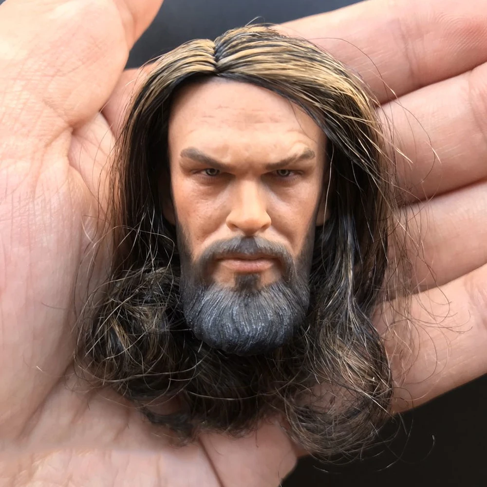 

1/6 Arthur Jason Momoa Male Head Sculpt Carving Model Planted Hair for 12" Man Action Figure Body In Stock