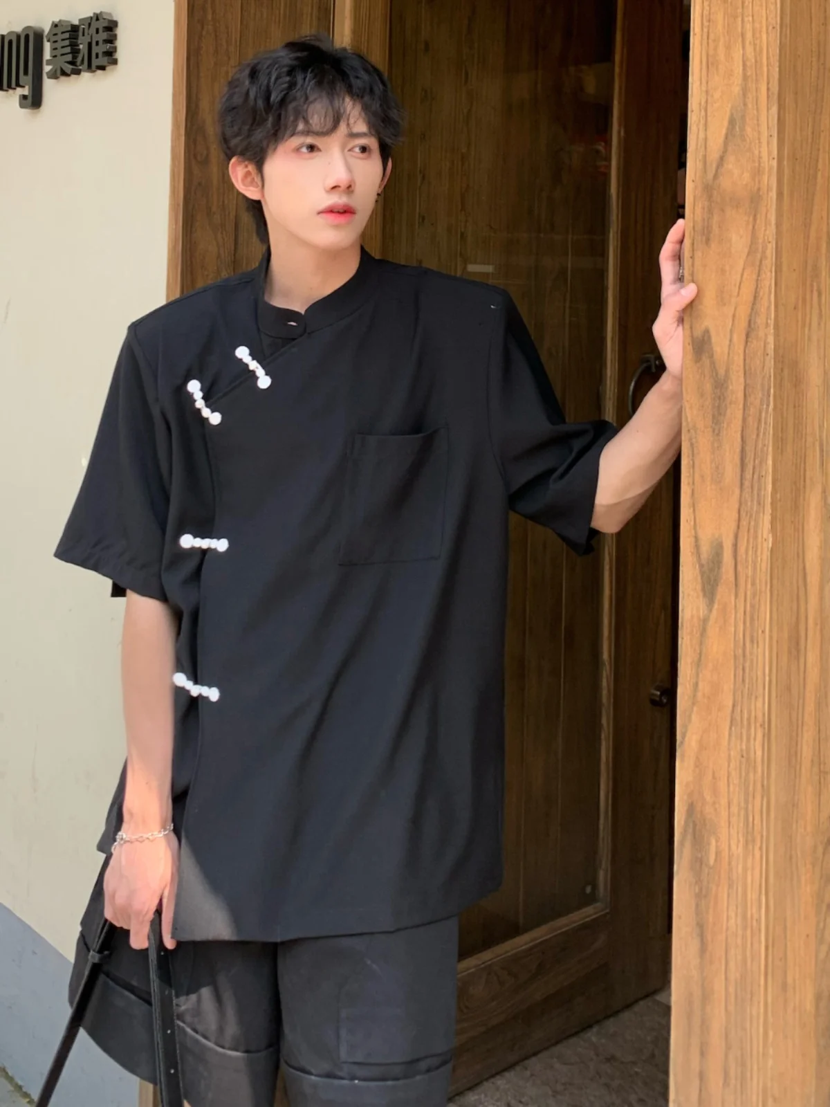 New Chinese Style Short Sleeve Shirt Jacket Men's High-End Trendy Brand Hanfu Style Tang Costume Shirt Casual Loose Fit Summer