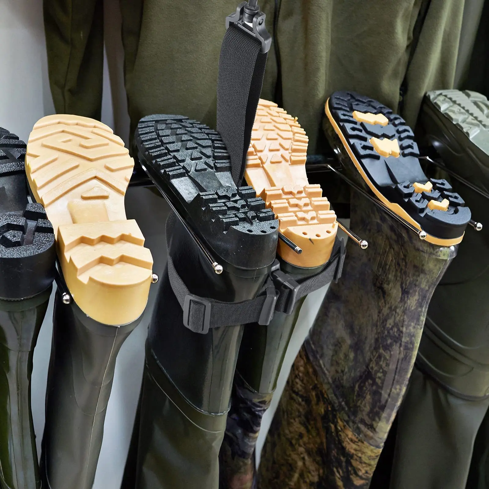 Adjustable Fishing Wader Boot Hanging Strap Waterproof Shoe Drying Storage Hook Shelf Fixing Belt Outdoor Fishing Gear Accessory