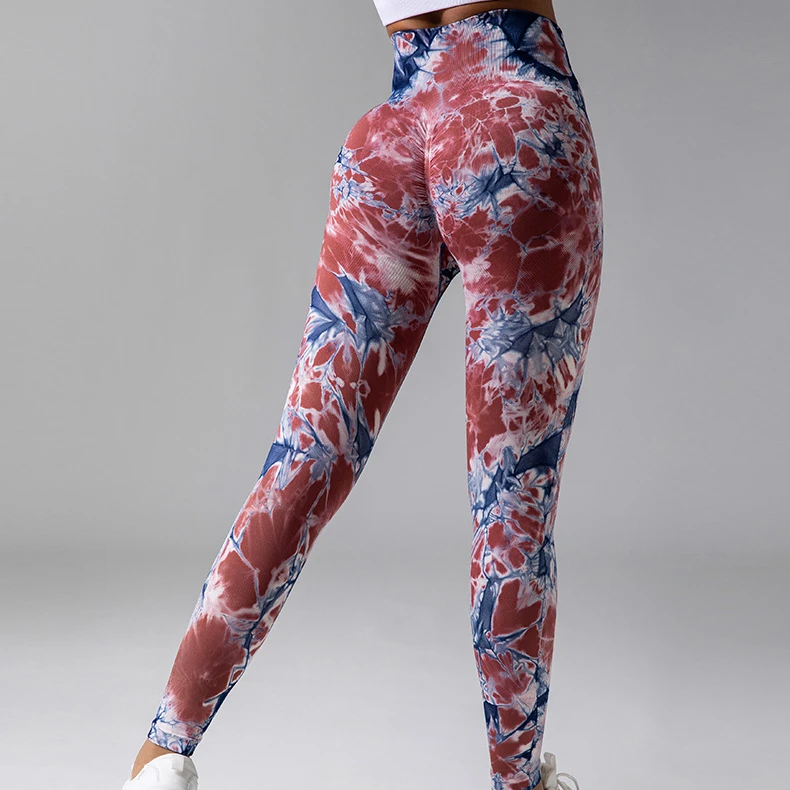 Seamless Tie Dyed Leggings Push Up Yoga Tight Women Pants  Drift Printed High Waist Workout Tourse Sports Running Fitness Pants