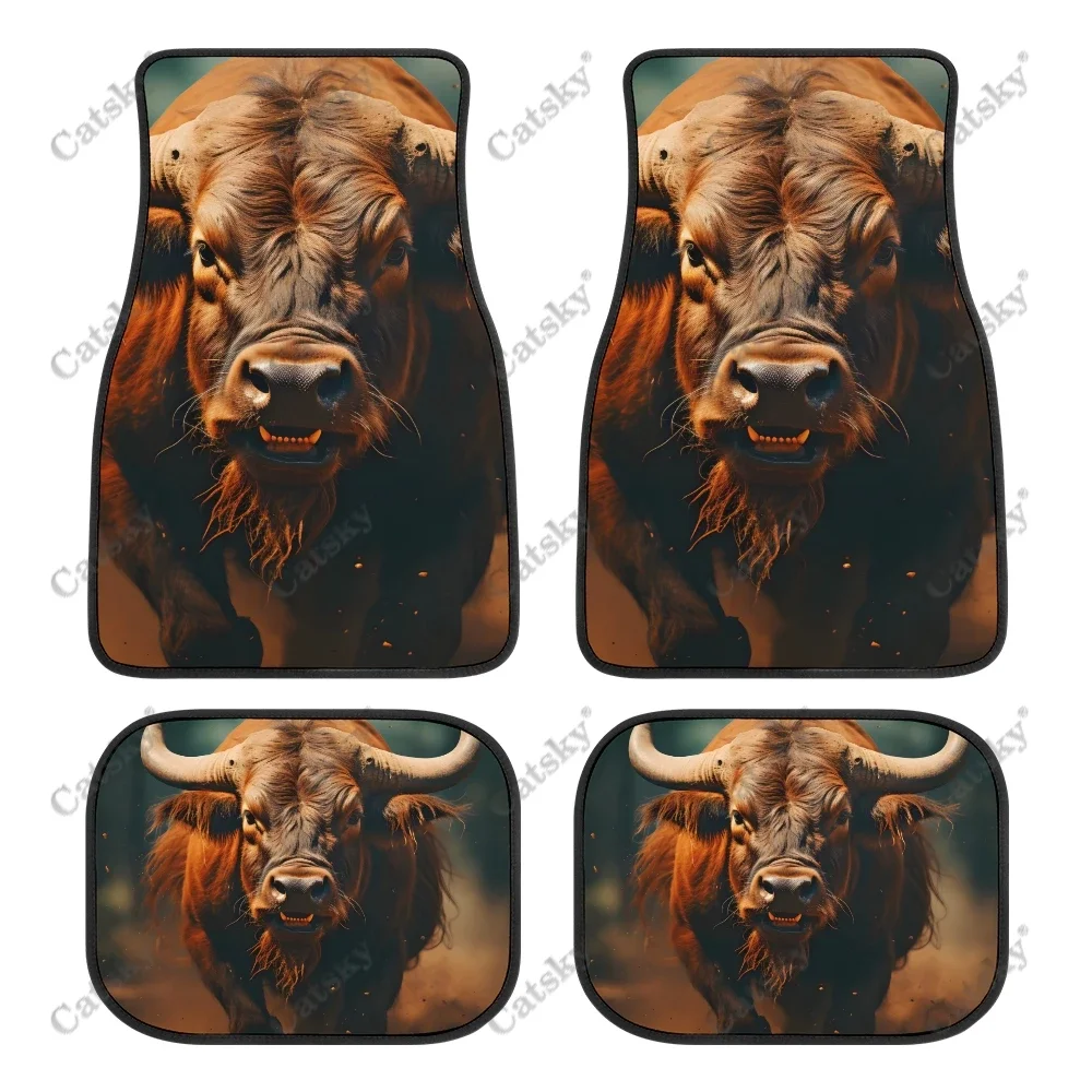 

Wild Angry Bull Animal Car Auto Floor Mats Carpet, Customized Car Floor Mats All Weather Automotive Floor Pad for Stylish