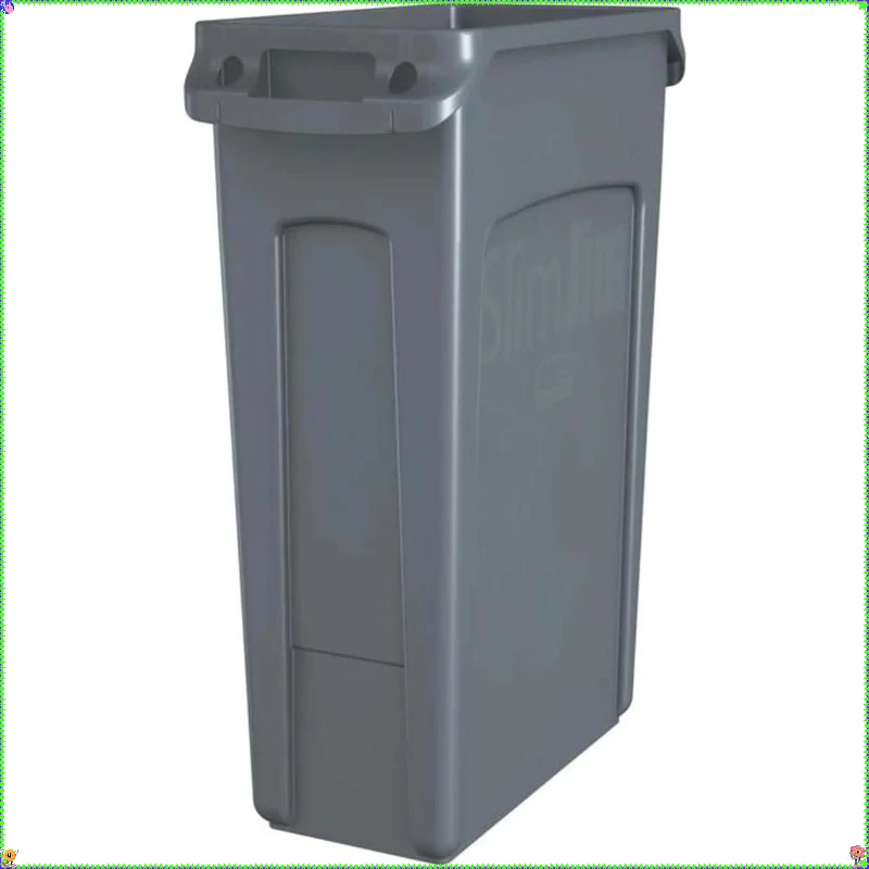 

Plastic 23Gal Gray Trash Can w/Vents, Kitchen Bathroom Outdoor Waste Bin