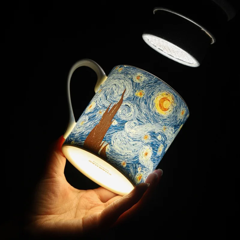 Van Gogh Star Moon Sunflower Bone Porcelain Coffee Set Coffee Cup Afternoon Tea Cup Saucer Mug Gift Box Set Creative 4