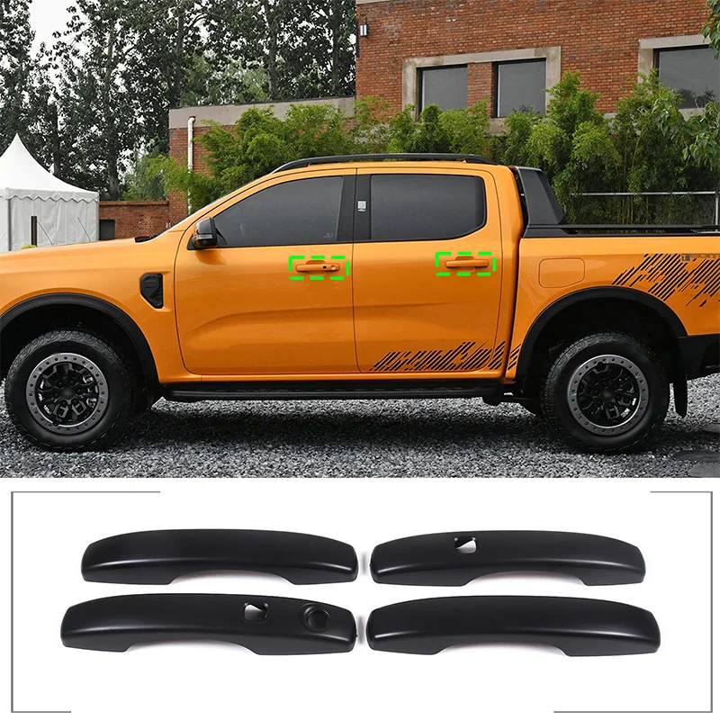 

For 2023 Ford RangerABS Matte Black Car Exterior Handle Protection Cover Sticker Car Exterior Protection Accessories 4Pcs