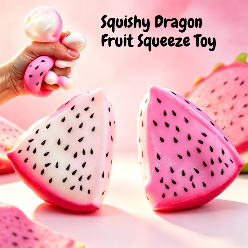 Jouet Squishy Dragon Fruit à Couleurs Changeantes Simulées, Balle Anti-stress à Presser, Jouet de Décompression pour Autisme Sensoriel et Cadeau de Fête