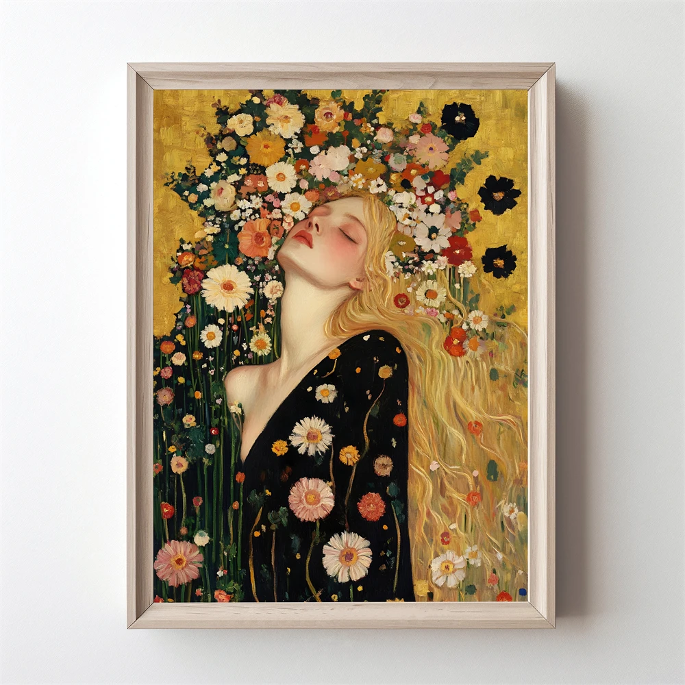 

Romantic Victorian Woman Art Print Poster Elegant Female Portrait Art Canvas Painting Golden Woman Portrait Decor Luxury Decor