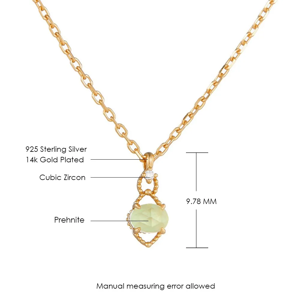 MOBUY خمر الطبيعية Prehnite الأحجار الكريمة قلادة قلادة للنساء رائعة 925 فضة الذهب Vermeil غرامة مجوهرات هدية #5