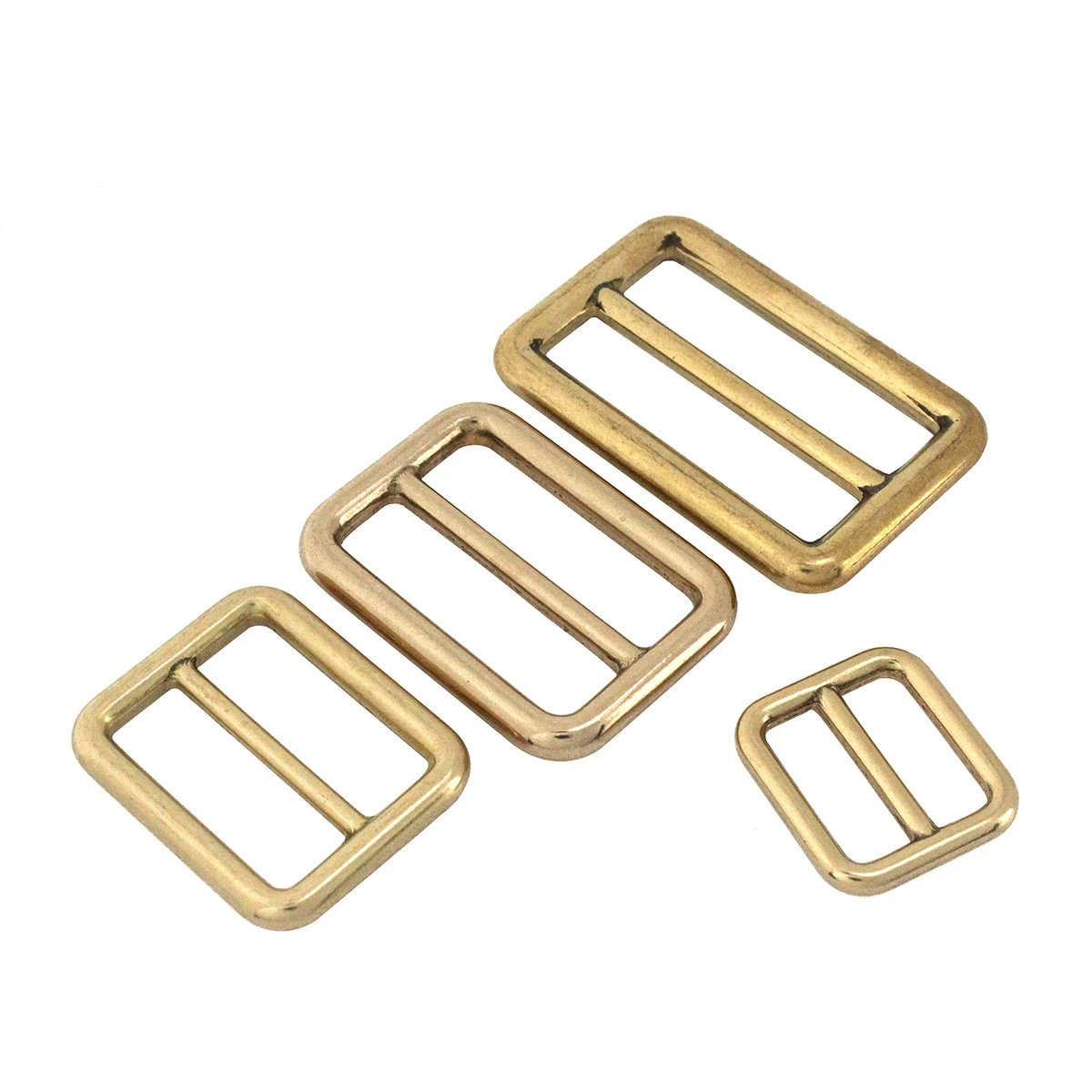 1pcs Solid Brass Rectangular Adjuster Buckle Cast Tri Glide Slide Backpack Strip webbing  leather craft Bag Shoulder Strap Belt