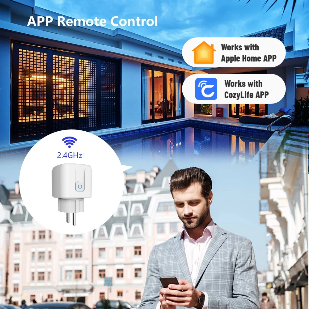 HomeKit Smart Plug EU con Monitor energetico presa WiFi 16A 220V 110V Timer remoto presa elettrica Smart Home Support Alexa Alice