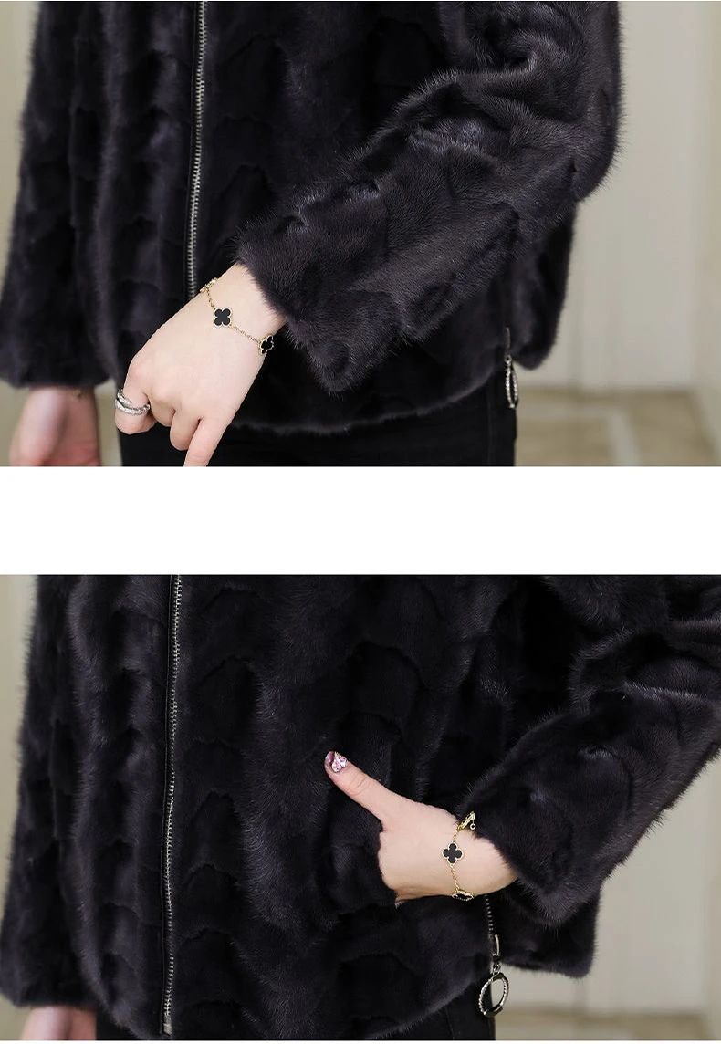 معطف فرو المنك الحقيقي ملابس النساء الشتوية سترة نسائية دافئة معاطف الفرو الحقيقي سترة نسائية من المينك الطبيعي مع غطاء محرك السيارة جديد