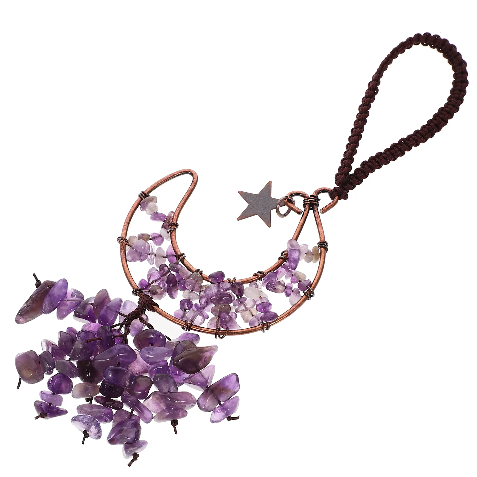 

Purple Amethyst Moon Crystal Hanging Ornament for Vehicle Decor Auto Rearview Mirror Hanging Decoration for Women Elegant