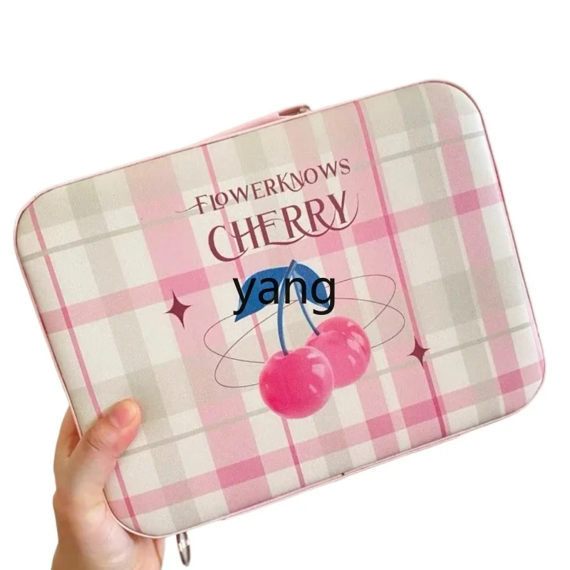 

Yjq Hand-Held Mirror Flower Silk Scarf Cherry Party Cosmetic Bag Boxes Red Blue Purple Pink Peripheral