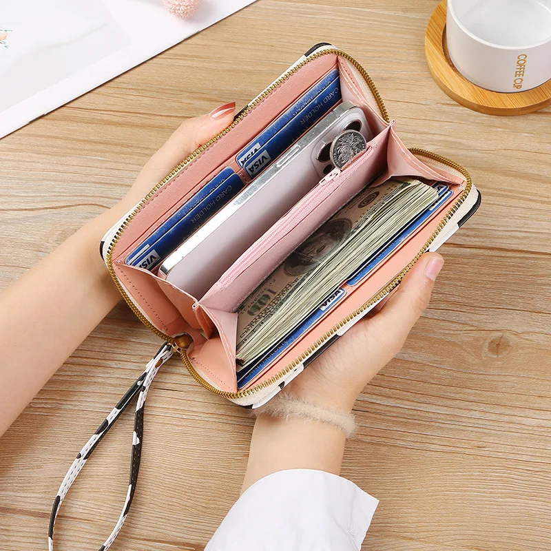 New Version Long Women Handheld Wallet Dairy Cattle Striped Multi Compartment Summer Fashion Trend Purse Gifts for Women Friends