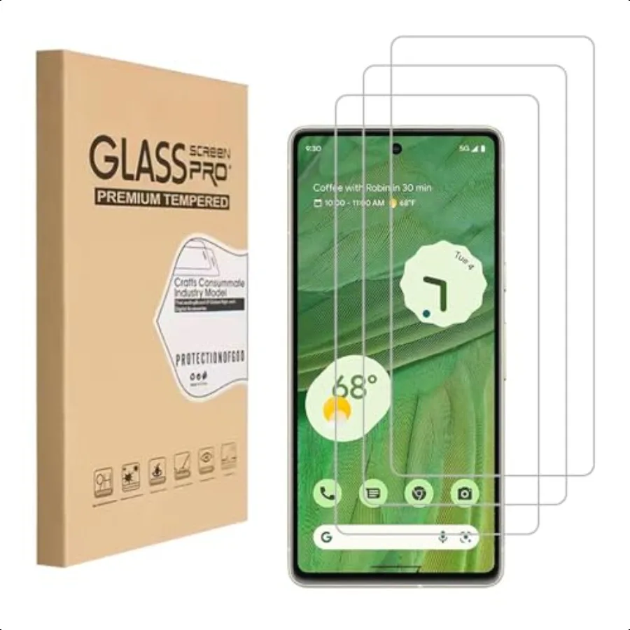 Progettato per Google Pixel 7 Pellicola salvaschermo in vetro temperato 9H Hardn Alta chiarezza Antigraffio Senza bolle Confezione da 3
