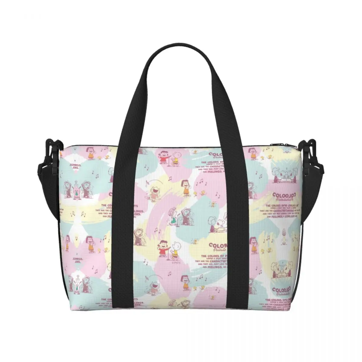 

Custom Snoopys Dog Cortoon Comic Pattern Tote Bag Women Large Capacity Beagle Beach Gym Shoulder Travel Bag