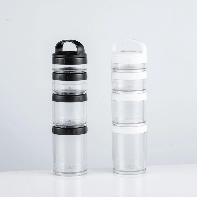 Stackable Snack Containers For Kids And Adult, 4 Stackable Snack Cups For School And Travel Transparent Black High Guality