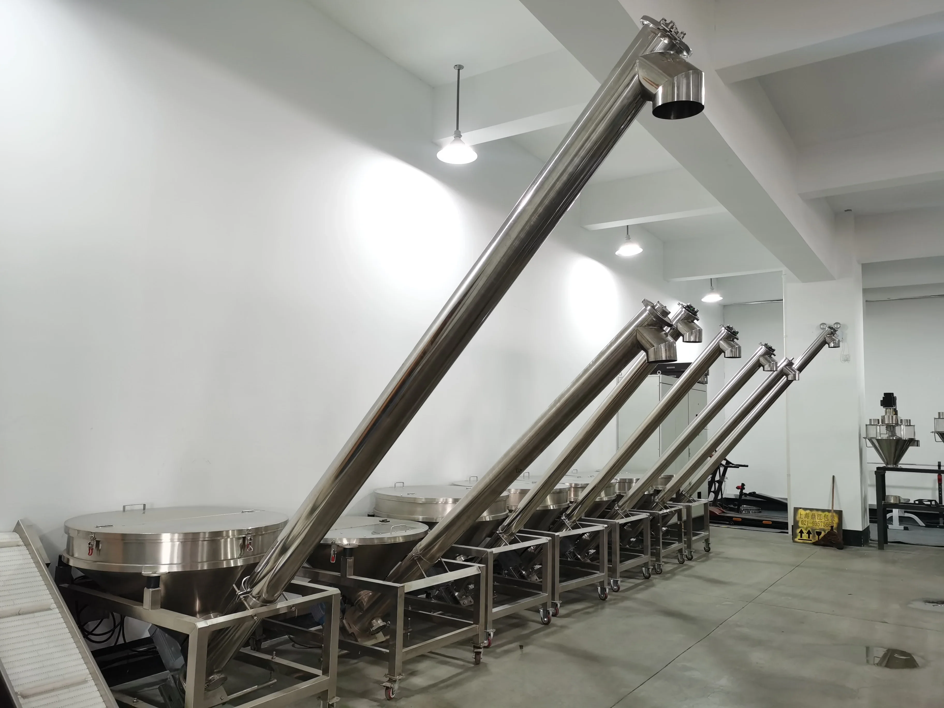 sugar salt powder screw conveyor auger with hopper stainless steel