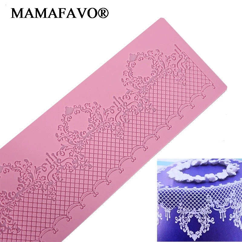 Lace Jewellery Wedding Cake Silicone Beautiful Lace Fondant Mold Mousse Sugar Craft Icing Mat Pad Pastry Baking Pad Tool K640