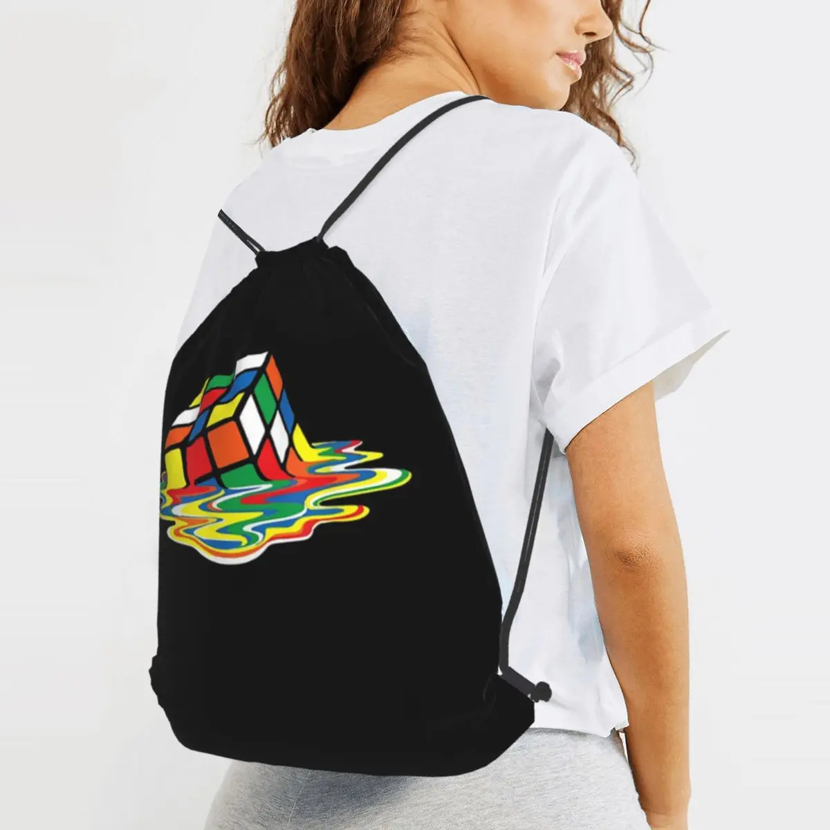 Melting Magic Cube Backpacks Casual Drawstring Bags Sundries Bag Book Bags for Man Woman School