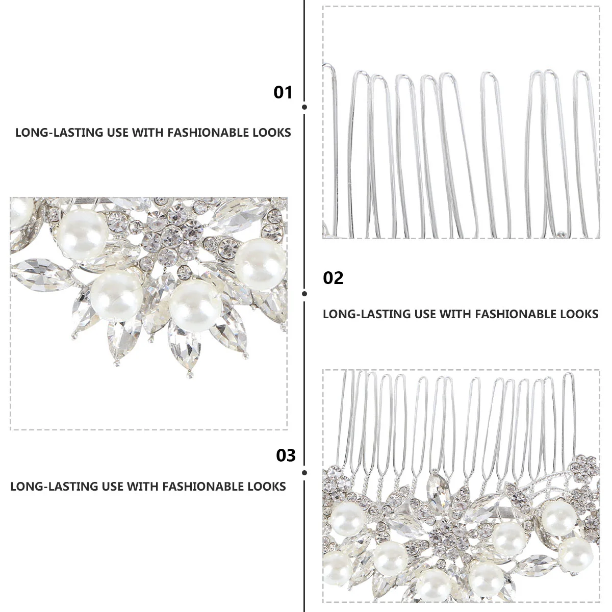 Simulated Pearl Hair Comb Women Bridal Accessories Artificial Party Popular Headwear Silver