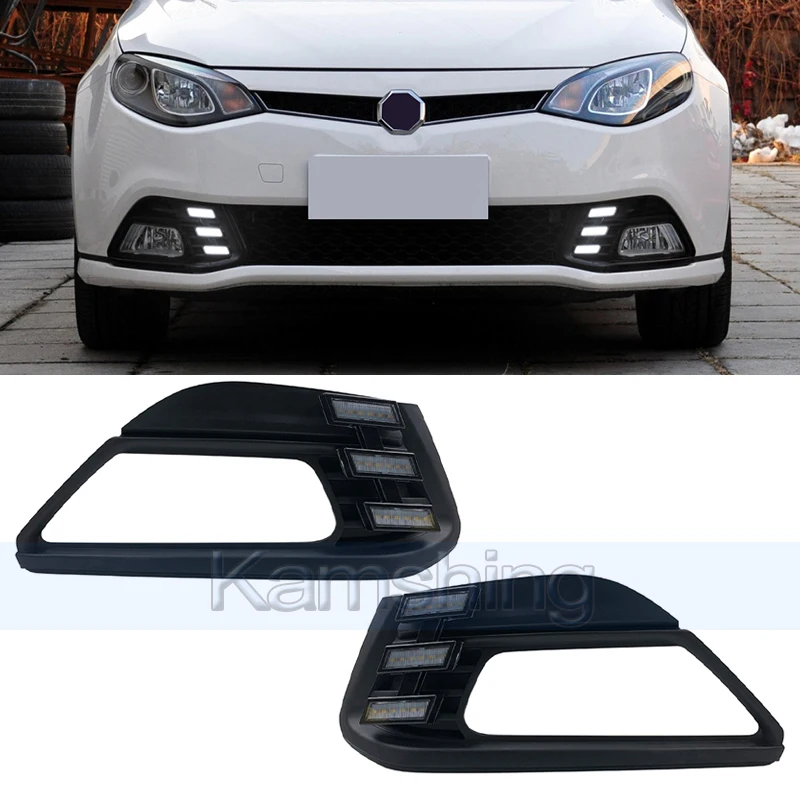 

Kamshing 1 пара светодиодных дневных ходовых огней для SAIC MG6 MG 6 2010-2014 DRL дневного света противотуманные фары сигнальная лампа