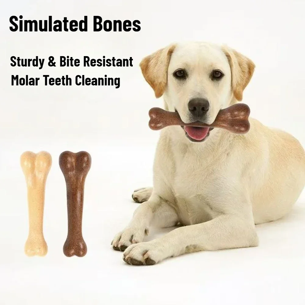 Hundespielzeug mit künstlichen Knochen, natürliches, ungiftiges Rindfleischgeschmack, Simulationsknochen-Spielzeug für kleine und große Hunde, robustes, bissfestes Kauspielzeug
