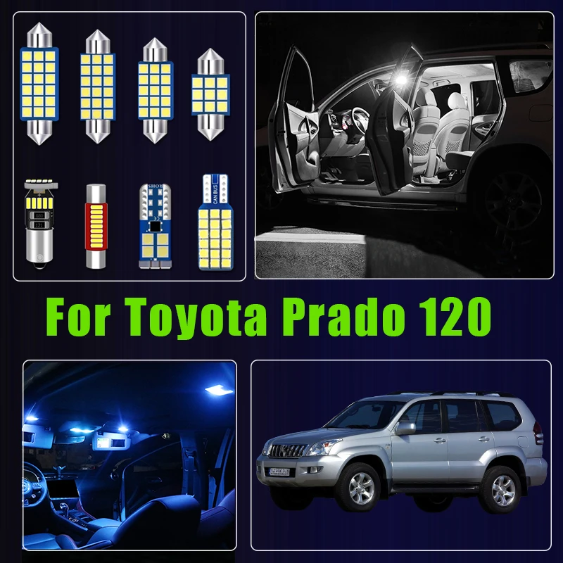 

Для Toyota Land Cruiser Prado 120 FJ120 2003-2009 годов выпуска, 10 шт. светодиодных ламп для чтения в салоне автомобиля, аксессуары