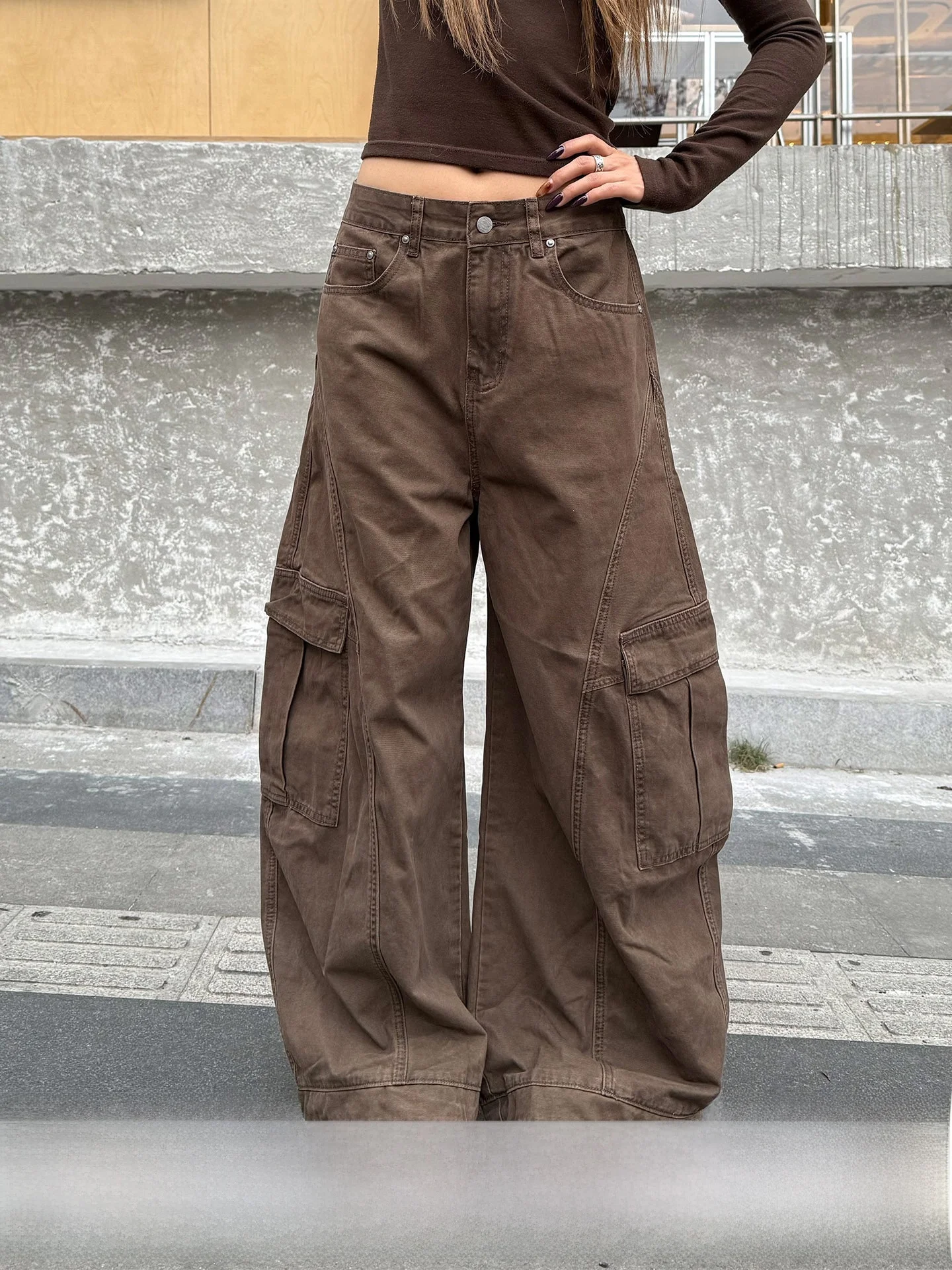 

Retro American Sle Faded Workwear Jeans Women's Loose Slimming Bend Knife Pants Winter Couple Sle Cotton l Waist