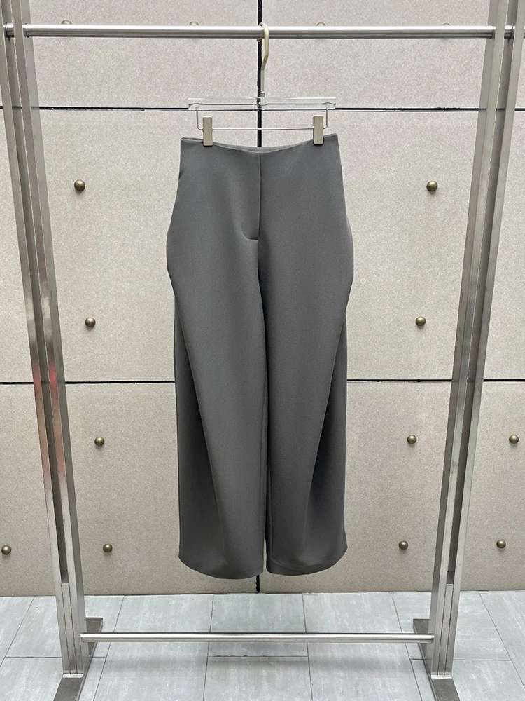 Versatile high waist compression cocoon type wide leg pants, 2026 autumn/winter new stereoscopic cut women wide leg pants