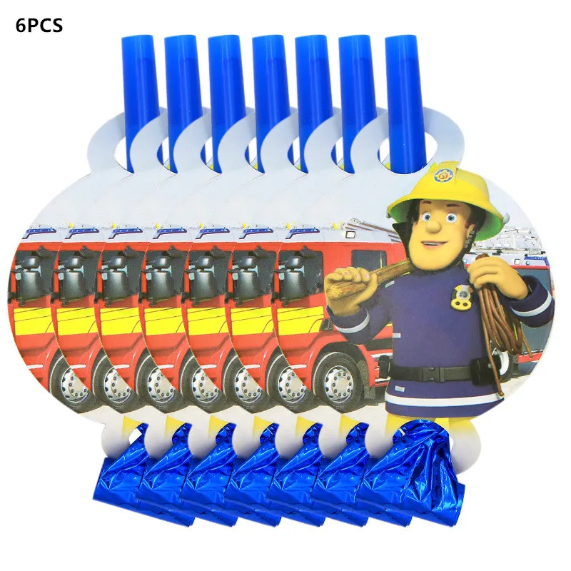 Feuerwehrmann Sam Thema Alles Gute zum Geburtstag Partyzubehör Set Hintergrund Tasse Teller Servietten Tischdecke Party Kinder Jungen Favor Ballons Dekor – Detail 4