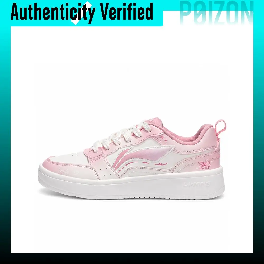 Li-Ning Sycee Skate Shoes Women's Low-top Pink White Gradient Color Block AGCV144-1-pink