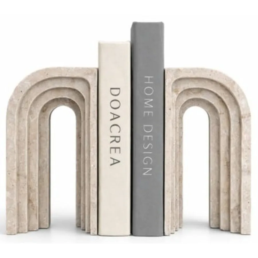 

Decorative Bookends for Shelves Heavy Duty Book Ends for Heavy Books, Stone-Inspired Composite Bookends, Non-Slip Base, Modern