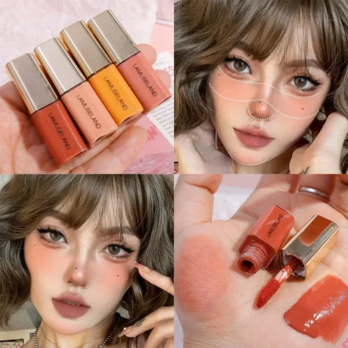 Mini colorete líquido mate para cara, maquillaje de contorno resistente al agua, duradero, sedoso, suave, para mejillas, Mousse, colorete