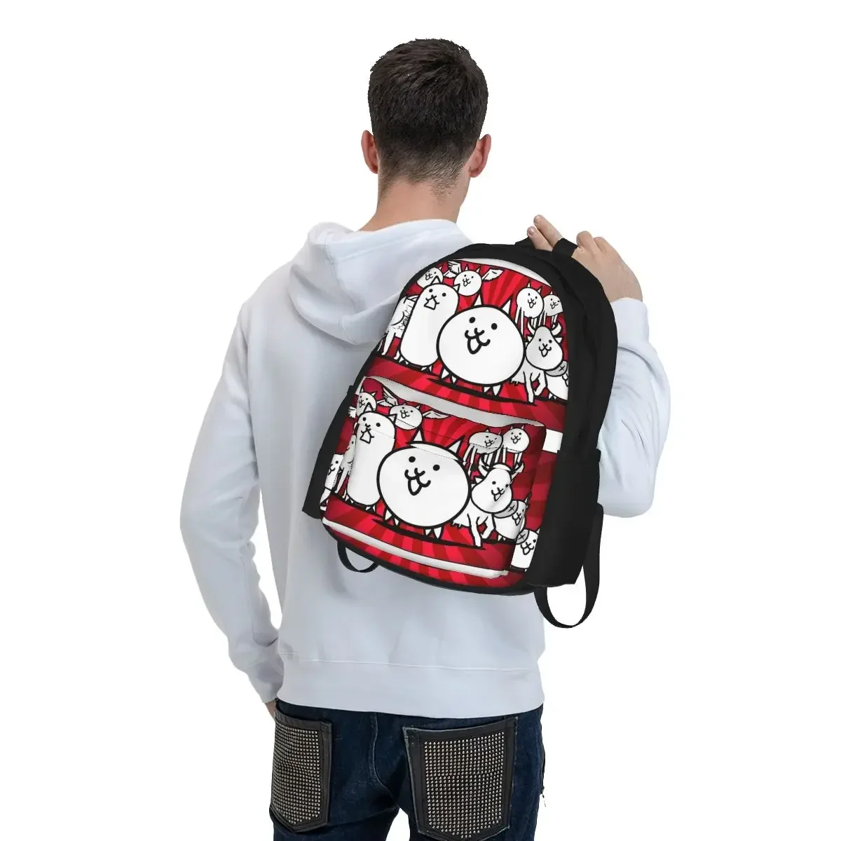 Nyanko Great War Battle Cats Backpacks Boys Girls Bookbag Students School Bags Cartoon Kid Rucksack Laptop Rucksack Shoulder Bag