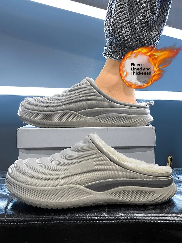 

Мужские зимние утепленные хлопковые тапочки для улицы, износостойкие, теплые, на флисовой подкладке, нескользящие, молодежные, с эффектом невероятного комфорта при ходьбе, 2025 N...