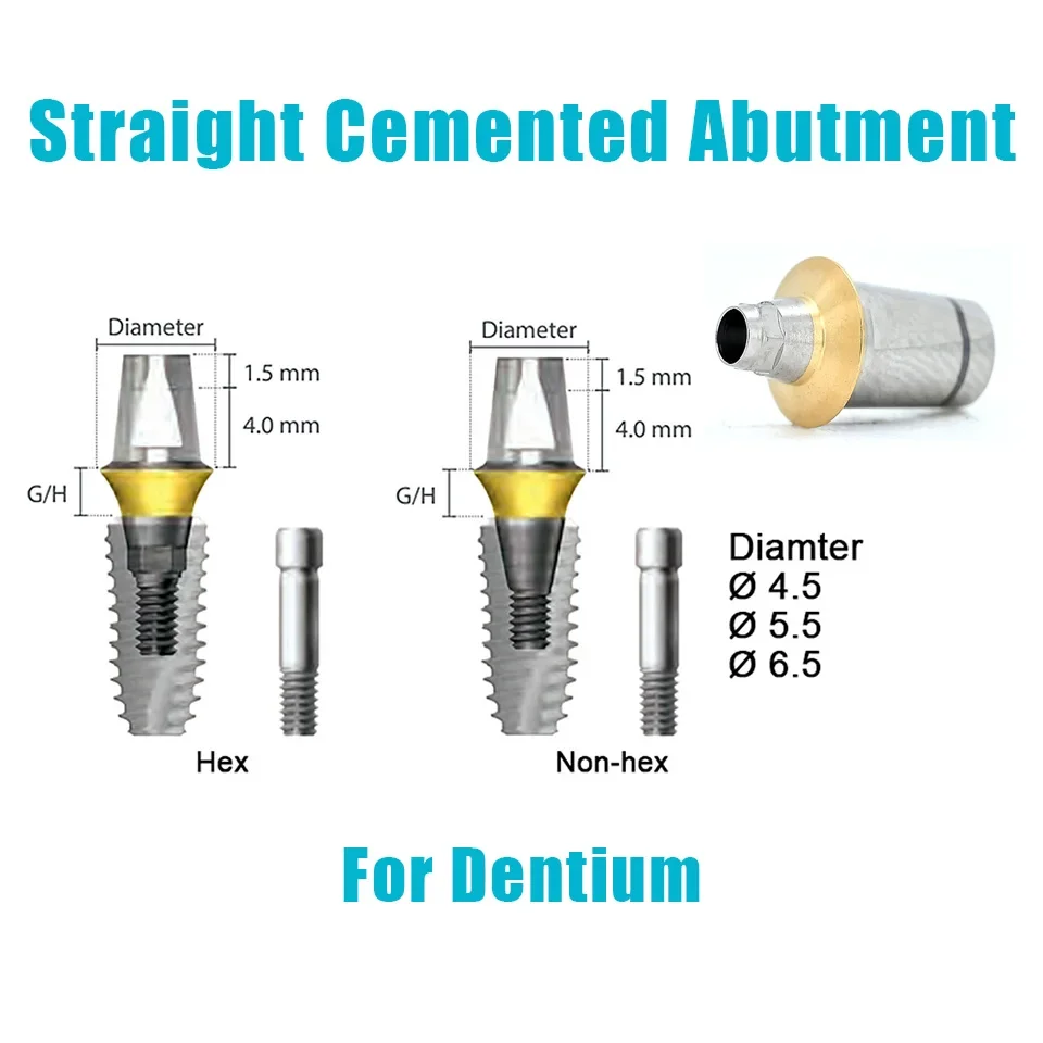 10Pcs Dental Implant Straight Cement Abutment Fits Dentium Internal Hex Conical Titanium Emergence Profile Restorative Materials