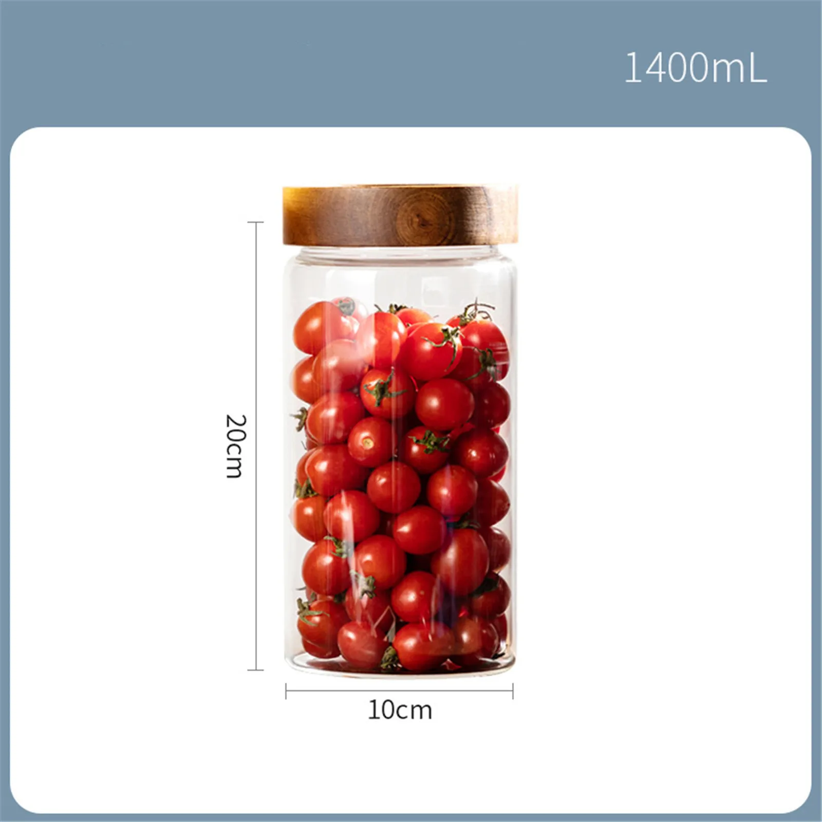 100~1400ml Thickened Glass Sealed Storage Jar Wooden Lid Threaded Mouth Sealed Containers Jar Storage Bottle Kitchen Organizer