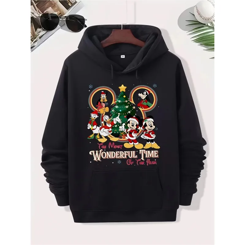 

2025-2026 Disney Mickey Mouse, свободные дышащие топы для отдыха, одежда, пуловеры, толстовки с принтом из 100% хлопка, рождественские толстовки