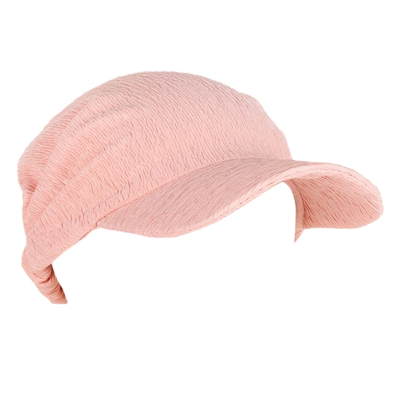 Summer Sunscreen Turban Caps Solid Color Headscarf Hat Chemo Hair Loss Cap Head Wear for Home Outdoor Women Lady