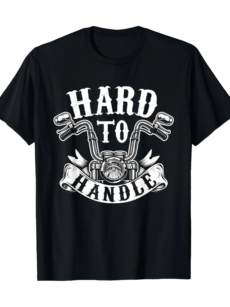 Hard to Handle Motorcycle Graphic printed men's T-Shirt - 100% Cotton Retro Biker Tee with Bold Bike Engine Design.