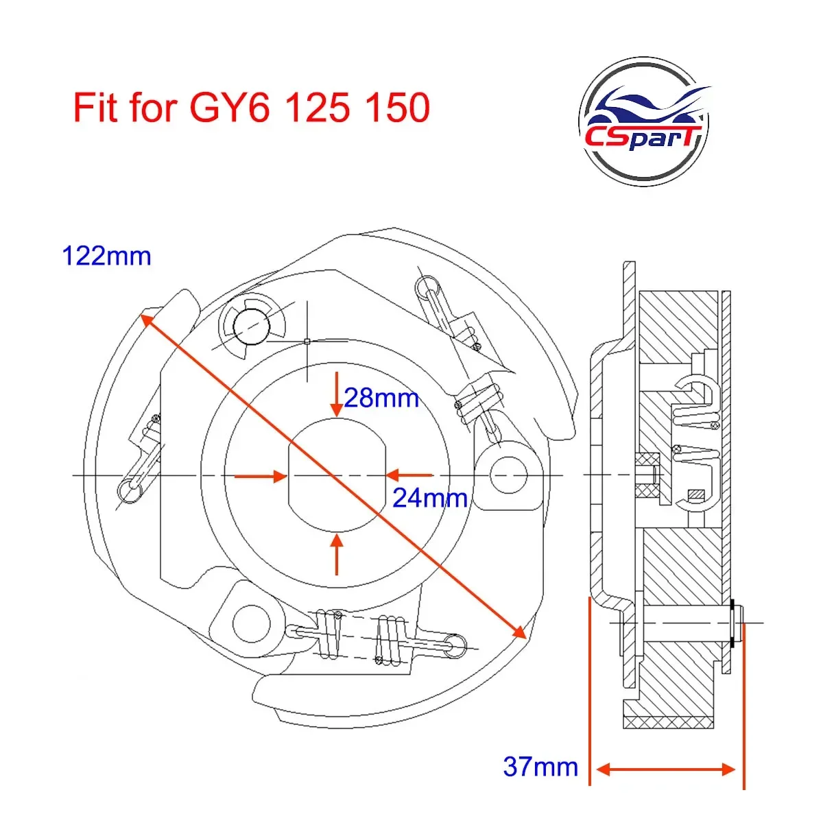 Racing Clutch shoe GY6 125CC 150CC 152QMI 157QMJ ATV Buggy Scooter Go Karts Kazuma Taotao Jonway Nst Roketa Parts