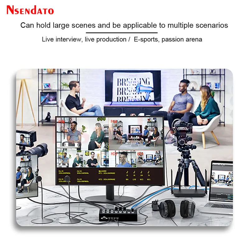 Codificador de vídeo H.265 SDI HDMI, conmutador mezclador para TV, transmisión en vivo, 4 canales, HDMI, vídeo, codificador continuo, interruptor de Director con PIP
