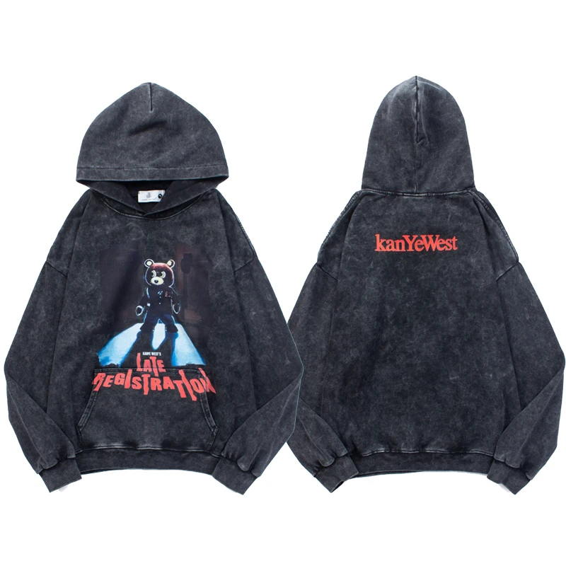 American Casual Kanye West Hoodie Youthful Vigor High Quality Loose Retro Fashion Hoody Sweatshirts