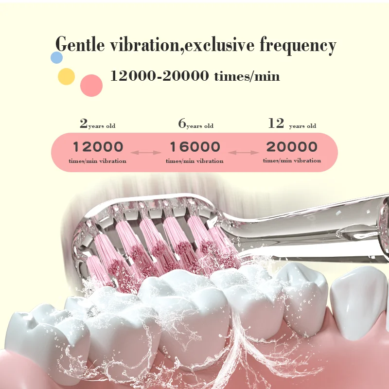 Escova de Dentes Elétrica Sônica Infantil, Bateria LED, Temporizador Inteligente, Cabeça, Escova de Dentes Infantil, Presente, 3-12 Idades, J291